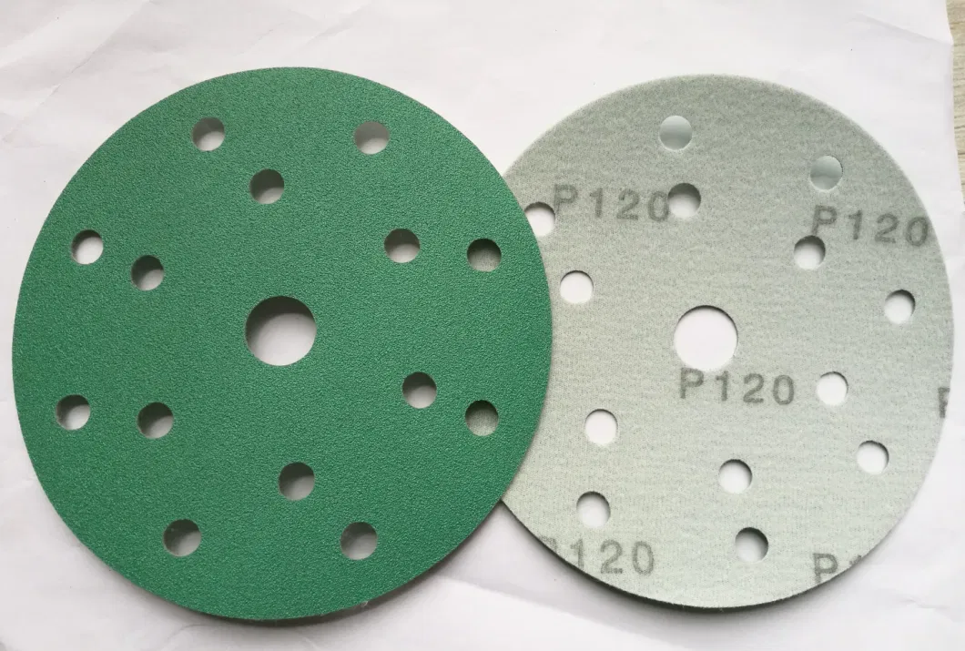 6&quot; 150mm Multi-Holes Green Film Velcro Sanding Disc-Abrasive Film Sandpaper Disc