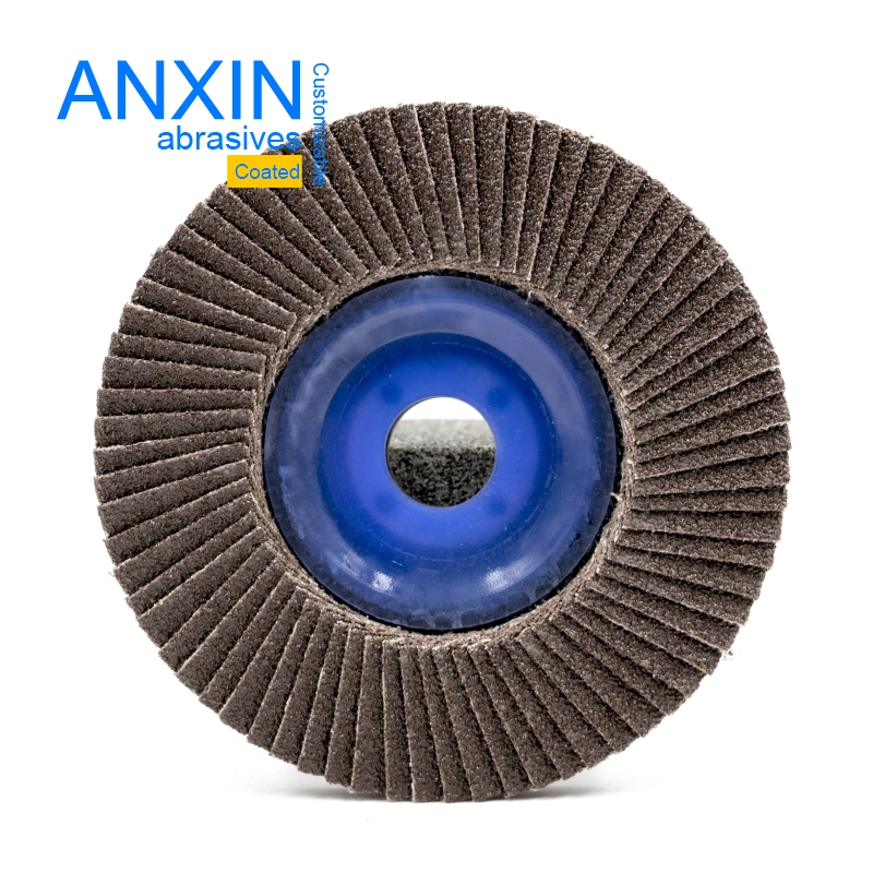 4&quot; X 5/8&quot; Alumina Flap Disc with Cloth Backing and Blue Plastic Bore for Finishing Metal